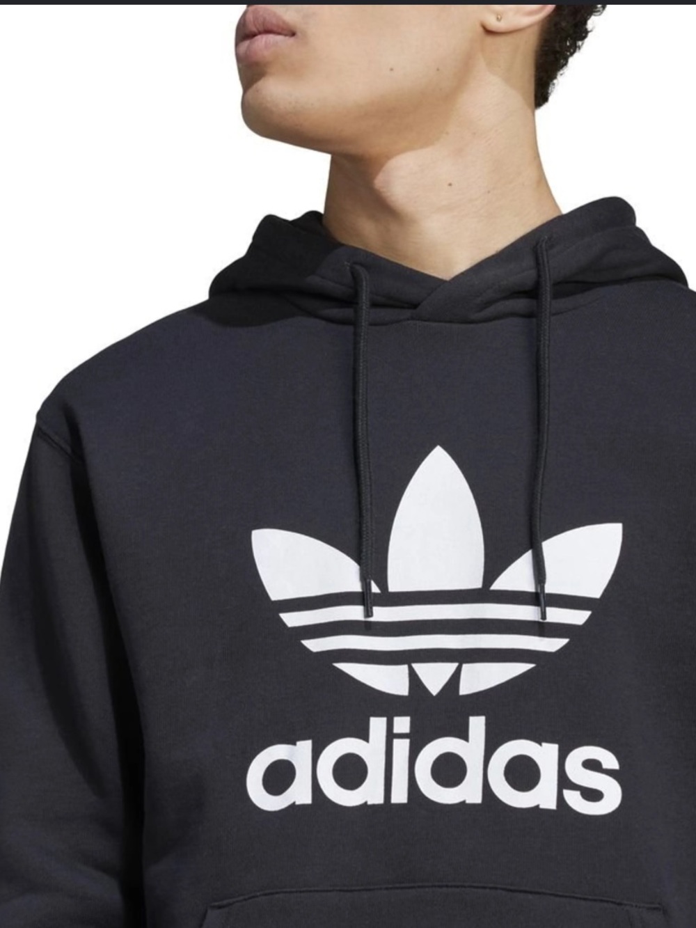 adidas Original Adicolor Trefoil Hoodie Blk/Wht Heavyweight Cotton Size M EUC